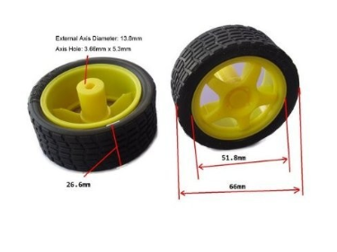 70mm Robot Wheel ( tyre ) for BO Motors (Yellow/Black) - Image 2
