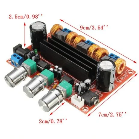 TPA3116D2 2.1 Channel Digital Subwoofer Amplifier Board DC, 12-24 V, 2 x 50 W + 100 W - Image 2